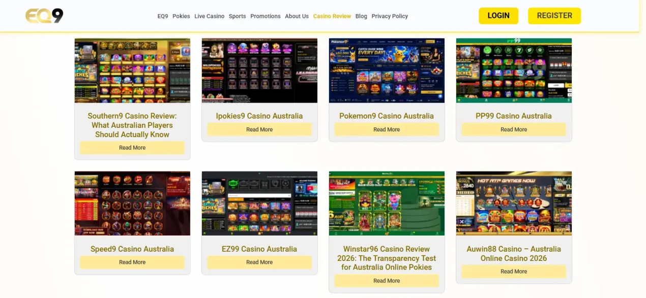 Current EQ9 game lobby showing category navigation and representative game tiles